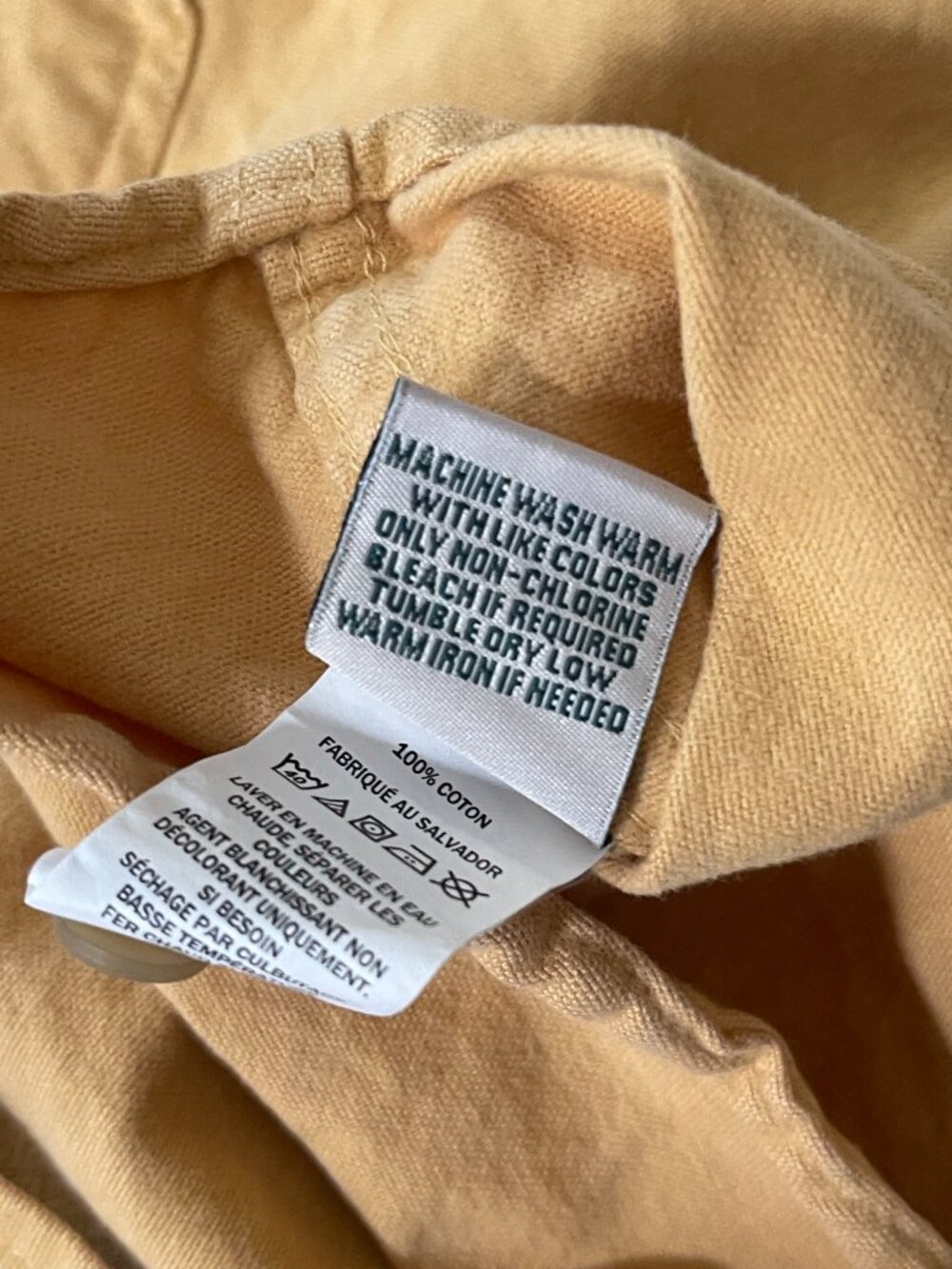 L.L.Bean Chamois Cloth Shirt XS Mustard Yellow Cotton Button Up - Picture 5 of 6